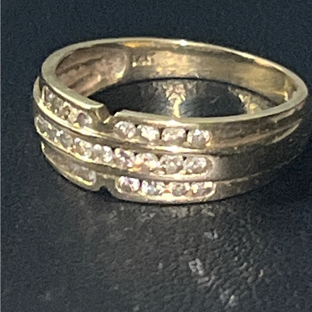 14k 3-Row 3/4 CT Diamond Band Ring - Picture 8 of 11